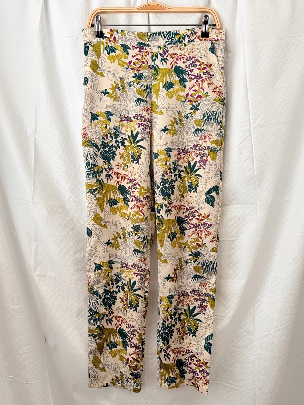 Men's Cream Tropical-Print Chinos